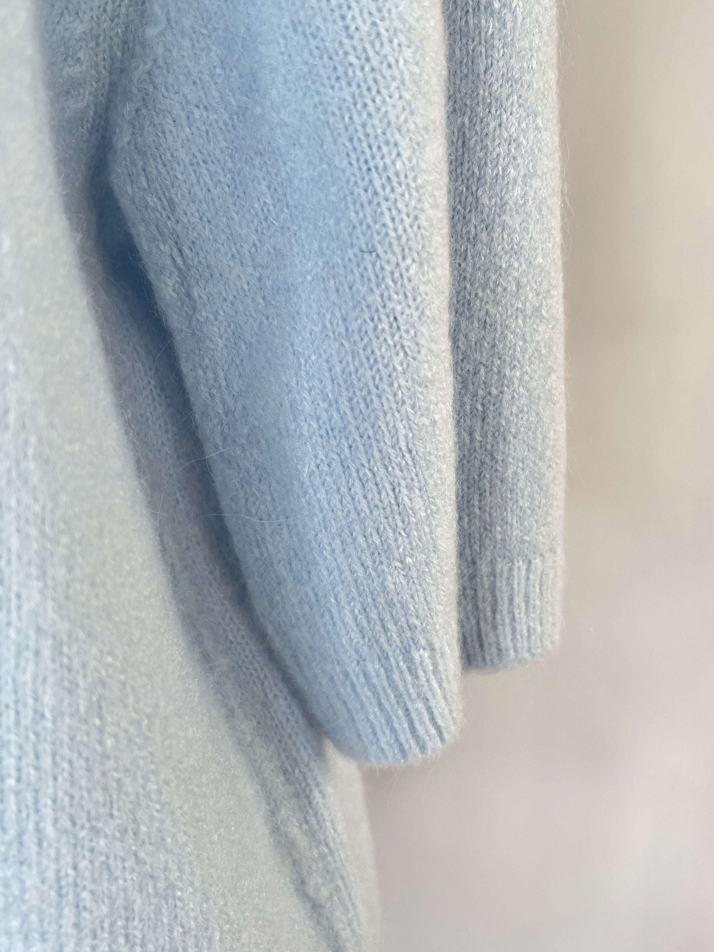 Kurzarm Strickjacke | himmelblau, Knopfleiste