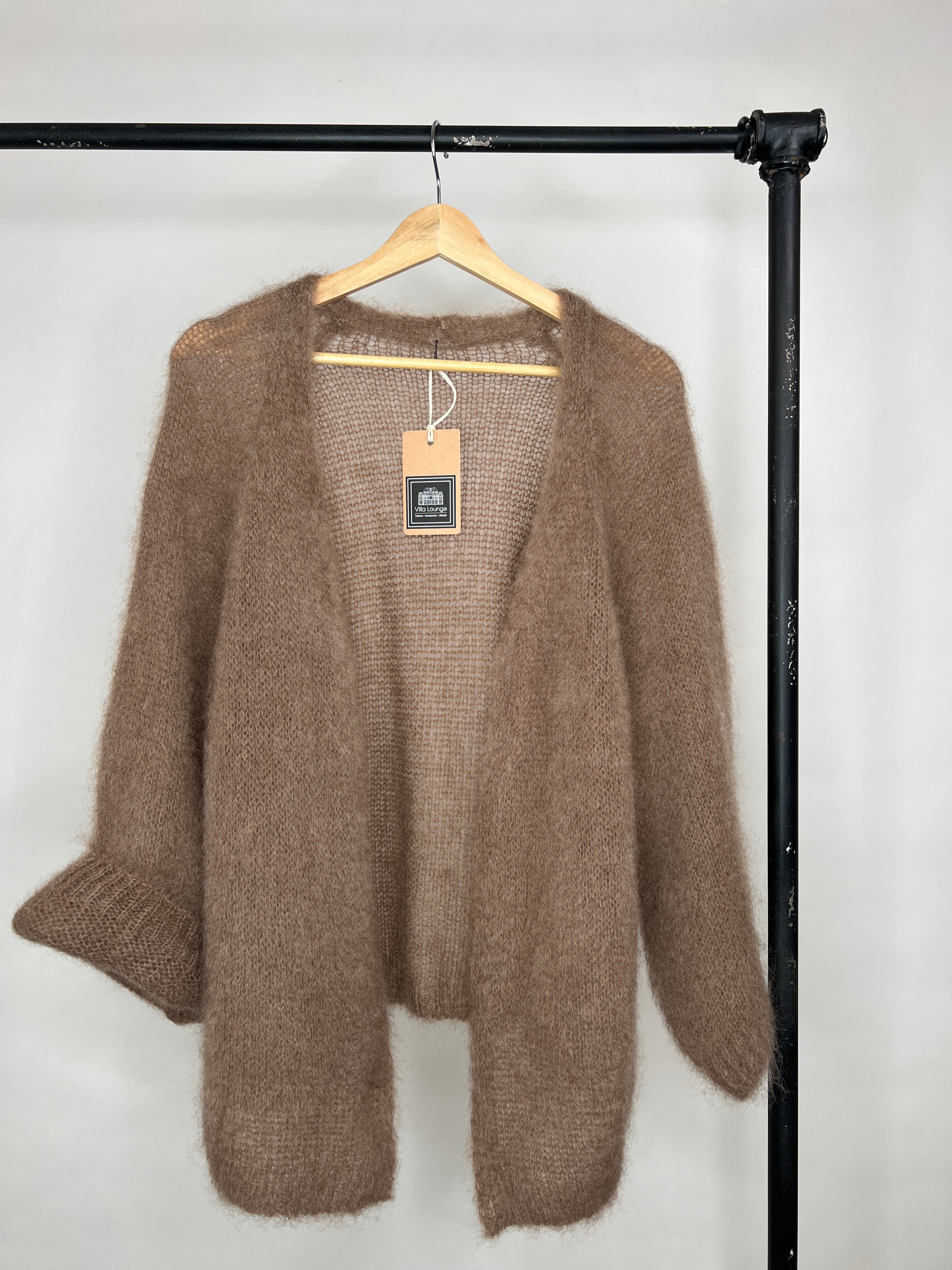 Mohair Oversized Strickjacke Camel