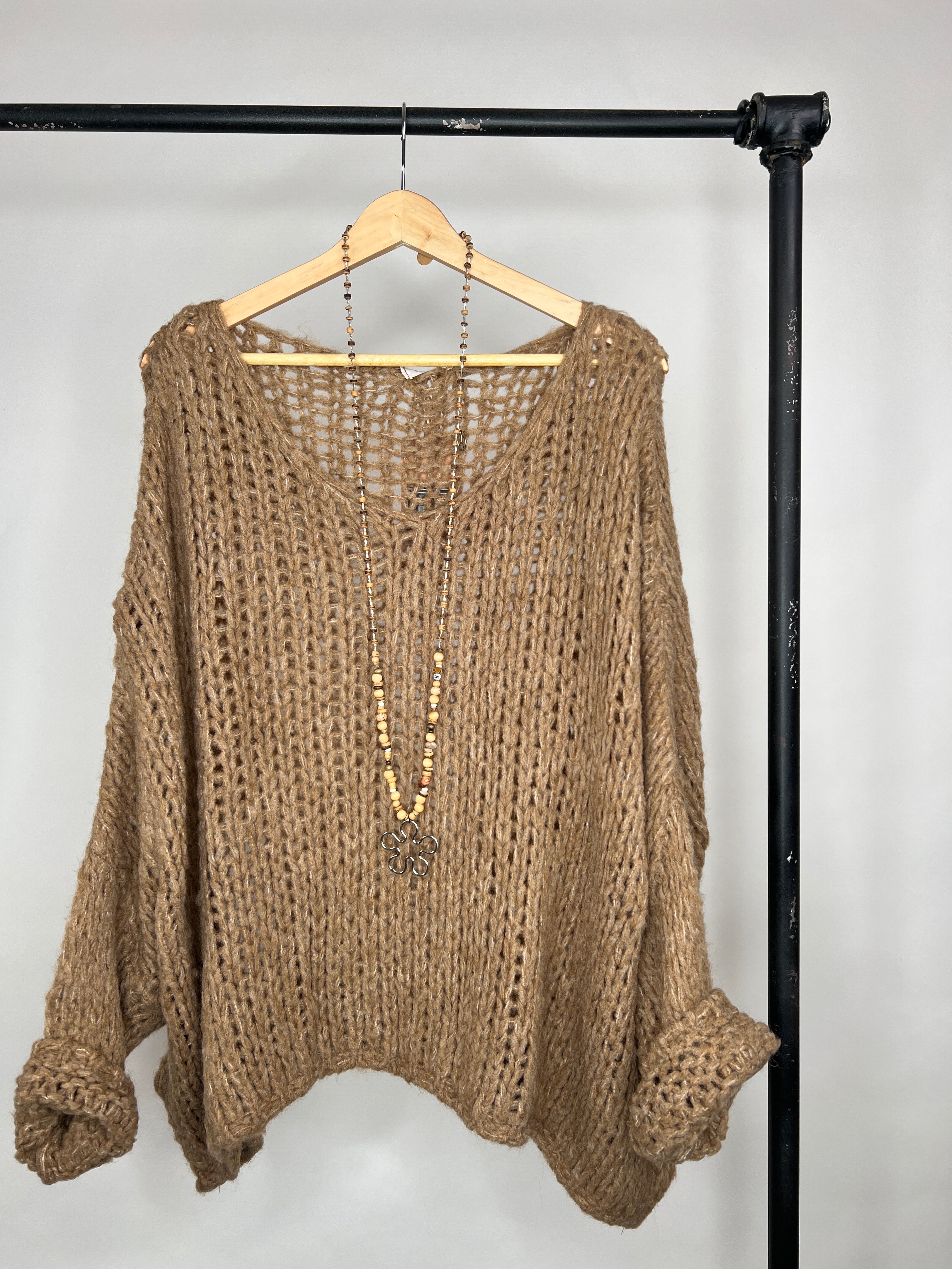 Grobstrickpullover Josie Camel