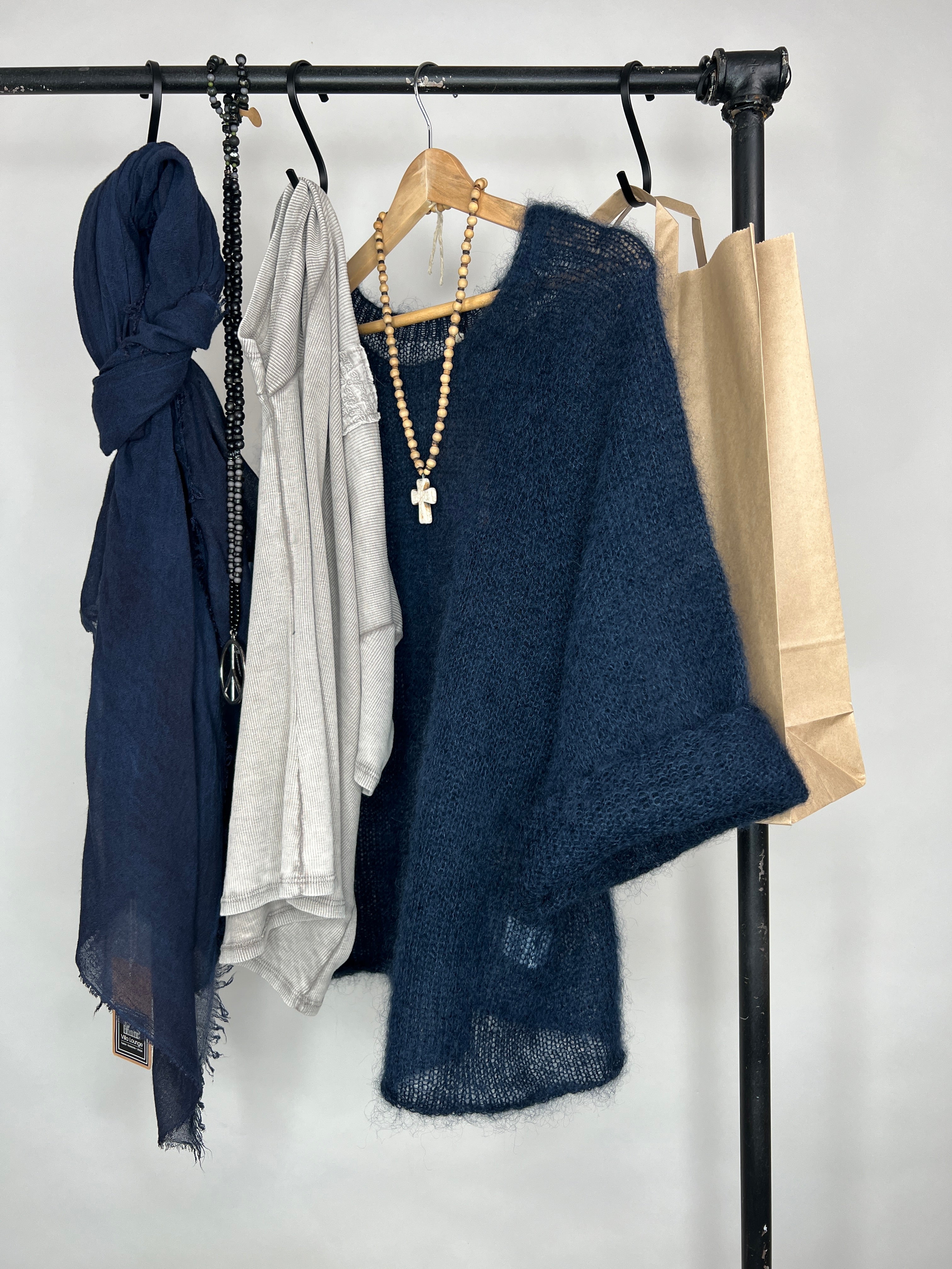 Mohair Pullover Dunkelblau