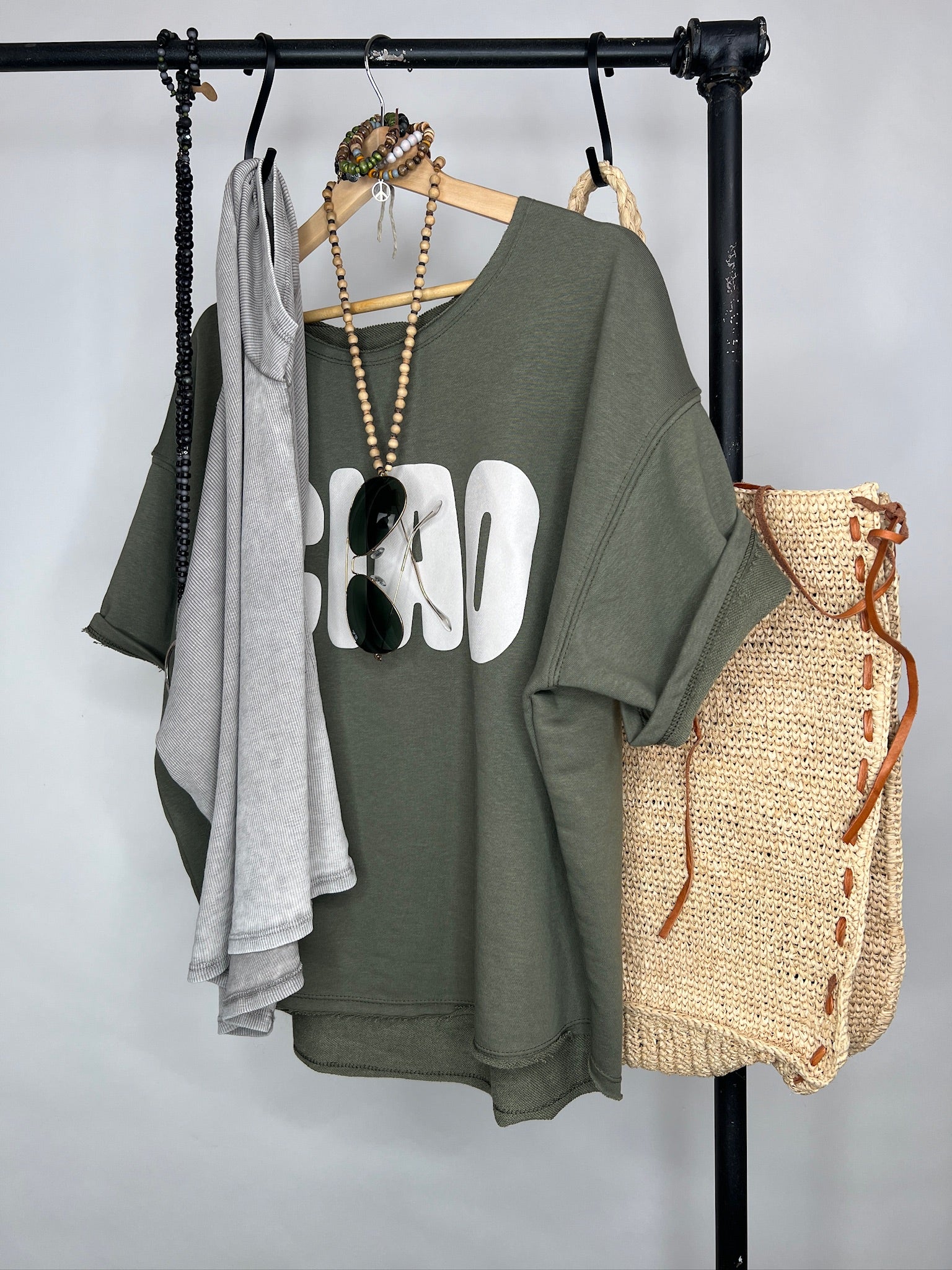 Oversized T-Shirt | Ciao Print, khaki, Baumwollmix