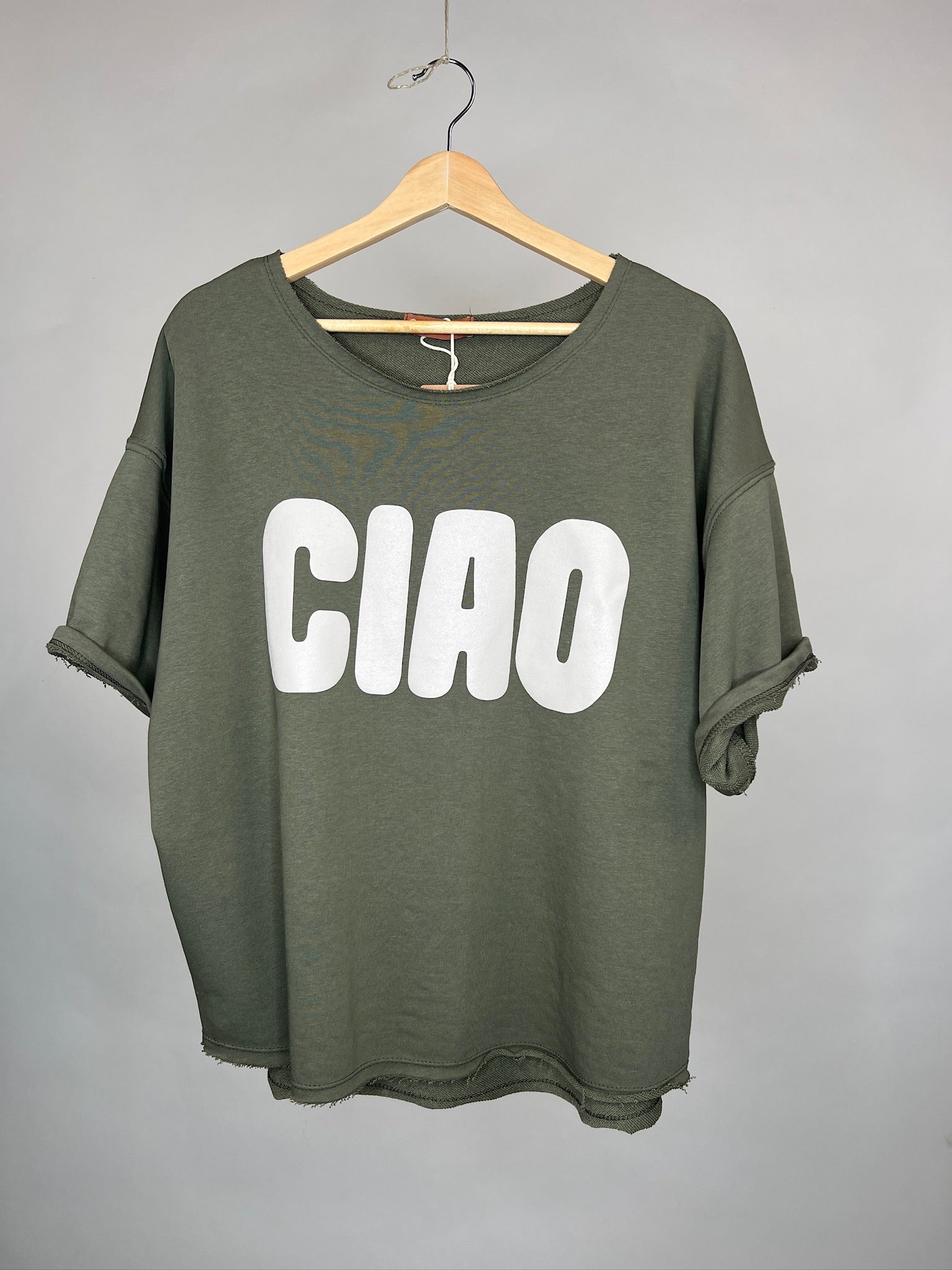 Oversized T-Shirt | Ciao Print, khaki, Baumwollmix