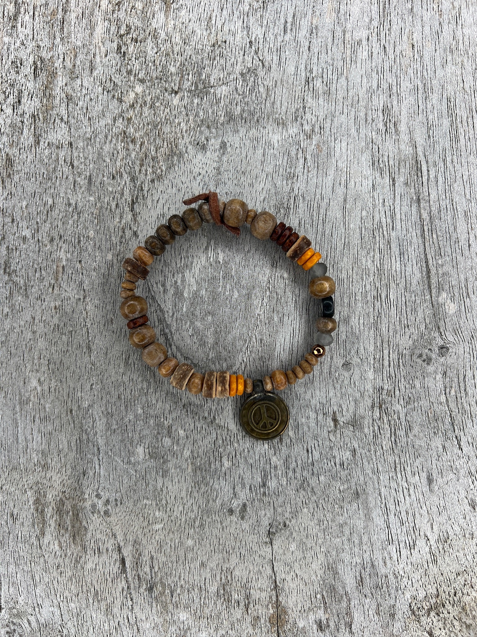 Hippiearmband Portocolom | Holzperlen, orange, braun