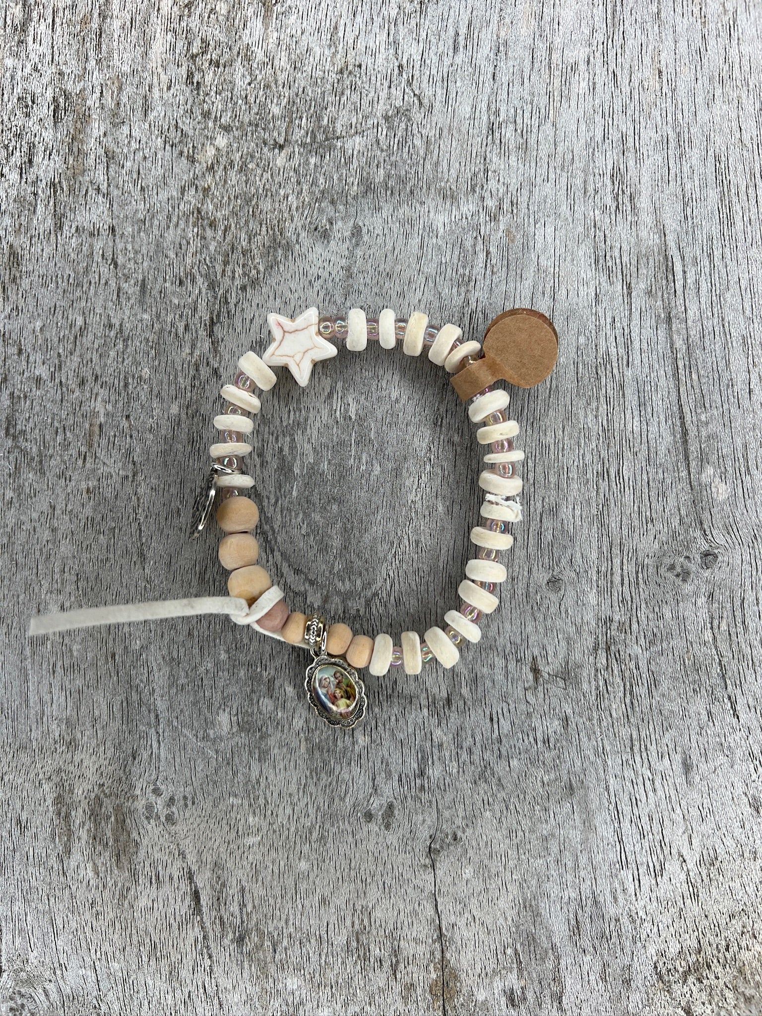 Hippiearmband Pollensa | Holzperlen natur