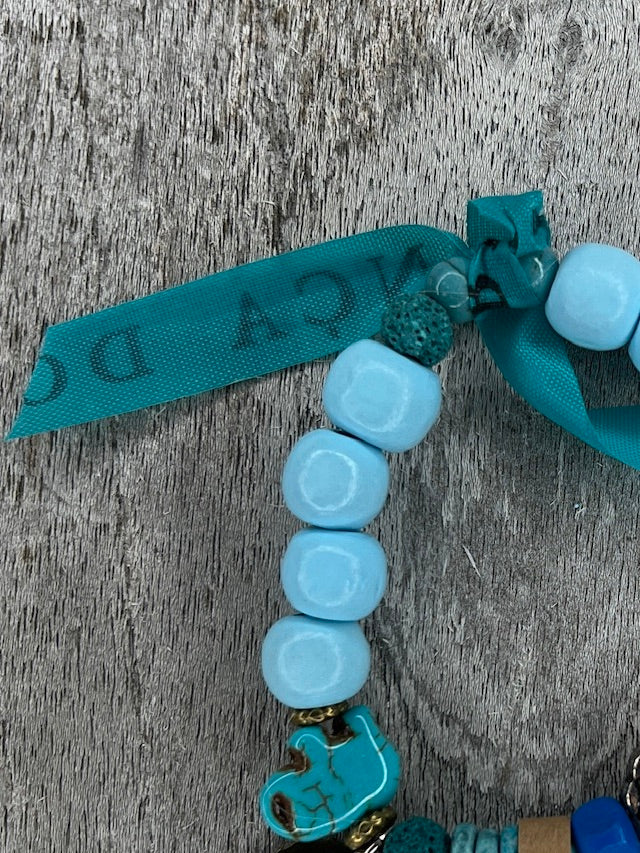 Hippiearmband Cala Llentia | Holzperlen braun, aqua