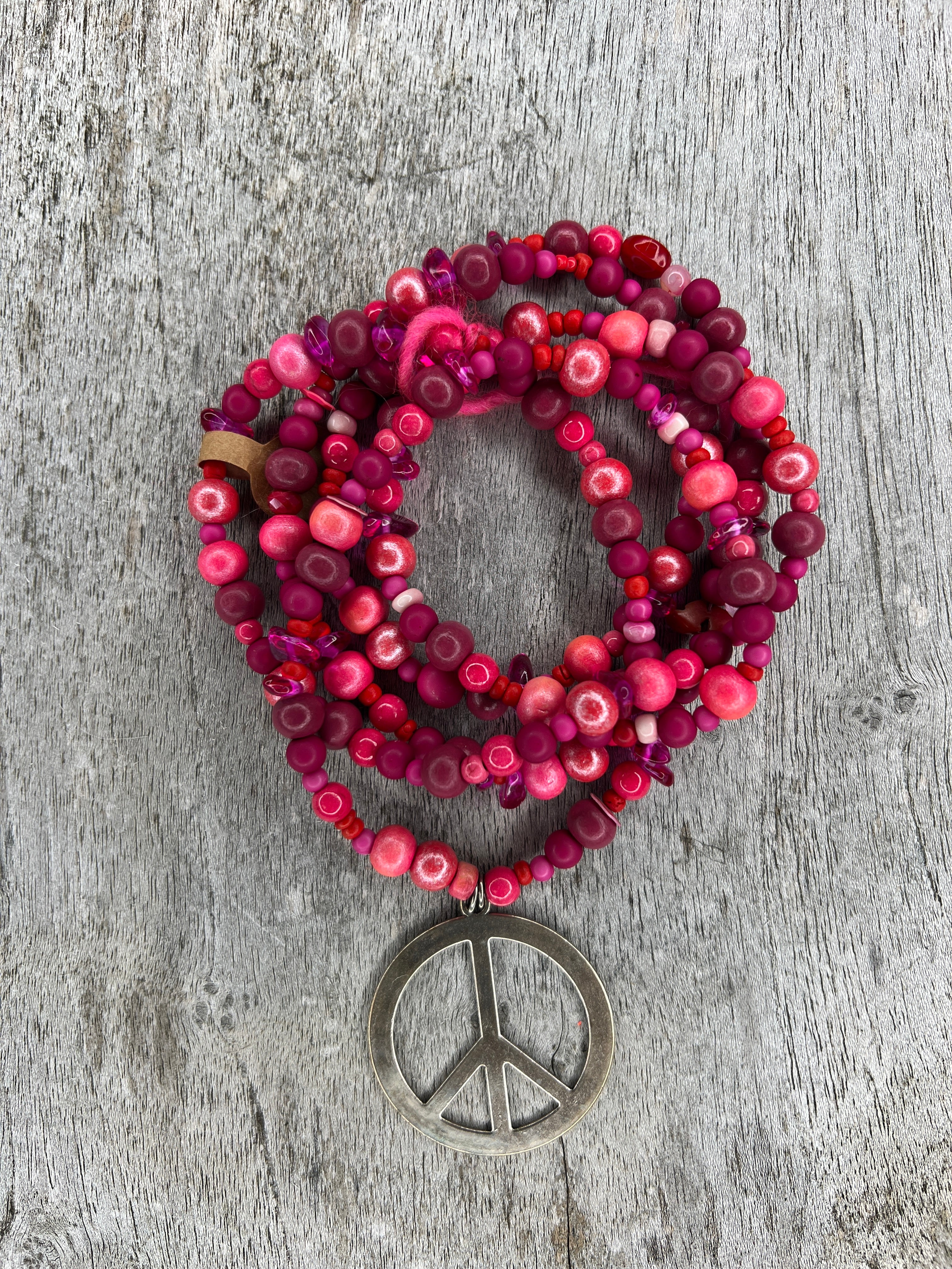 HIPPIEKETTE SAN ANTONIO | Holzperlen pink, rosa