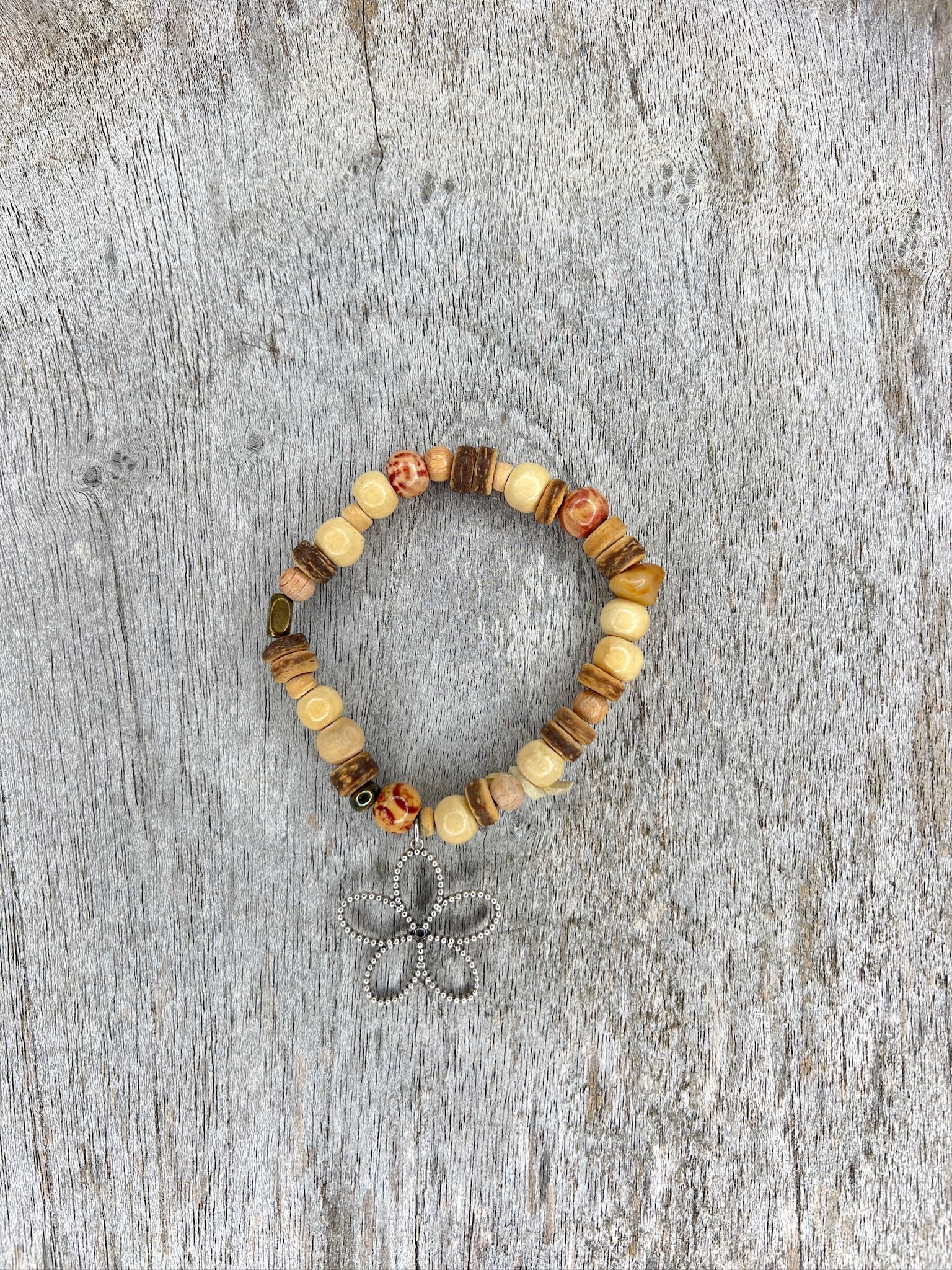 Hippiearmband Cala Mesquida |Holzperlen natur, braun