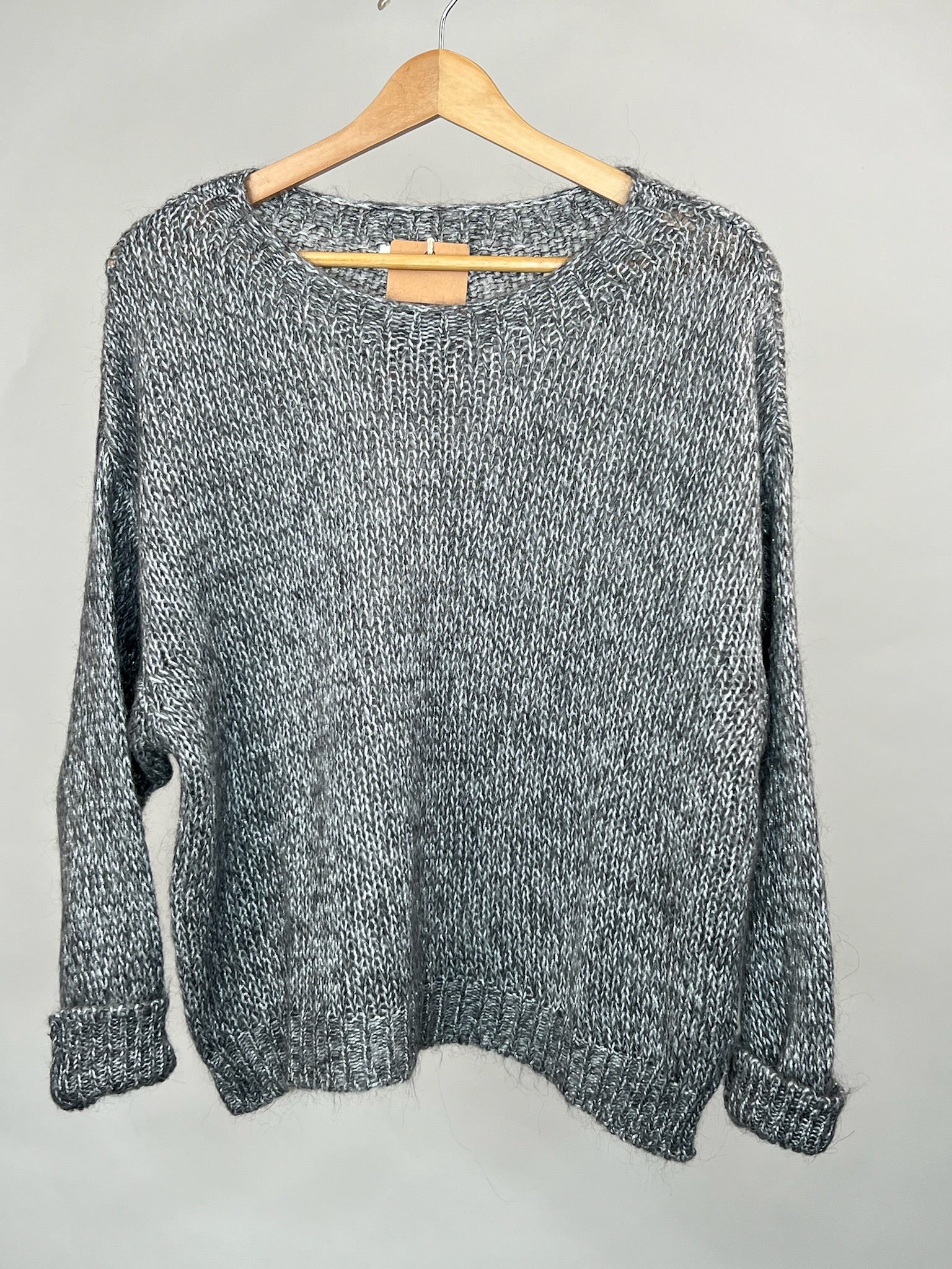 Glitzer Pullover grau