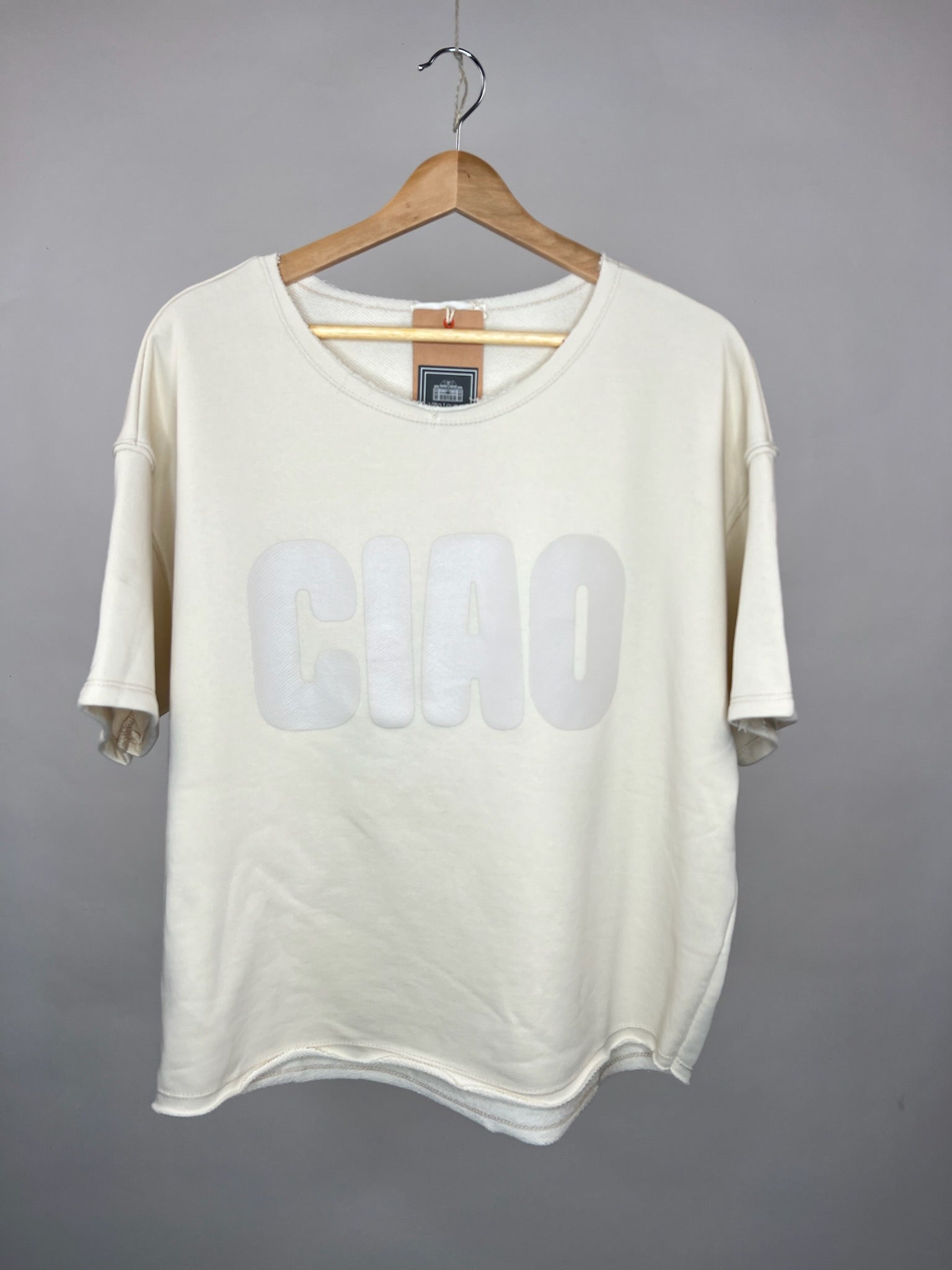Oversized T-Shirt | Ciao Print, beige, Baumwollmix