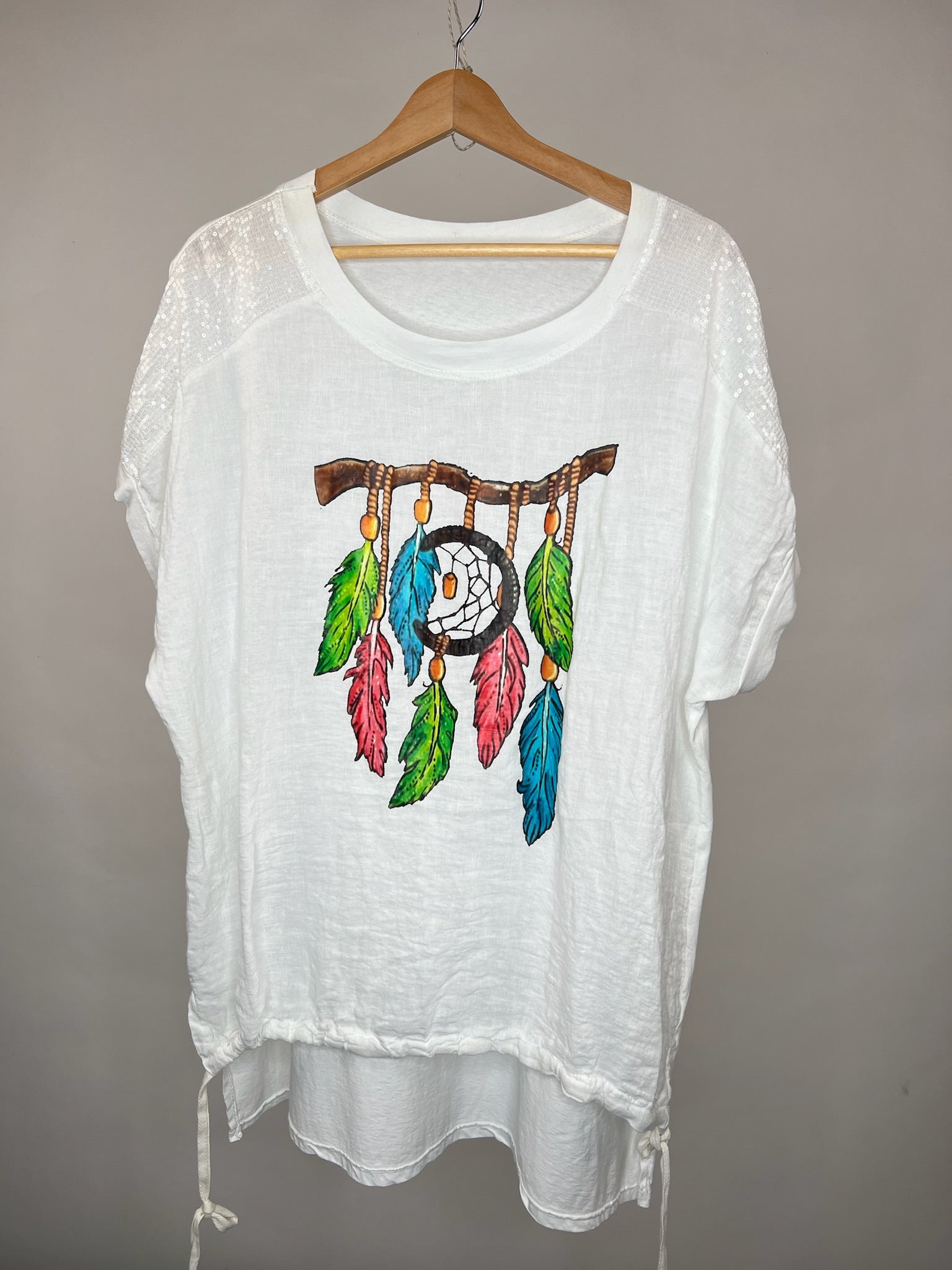 Traumfänger T-Shirt | weiß, Leinen- Baumwollmischung