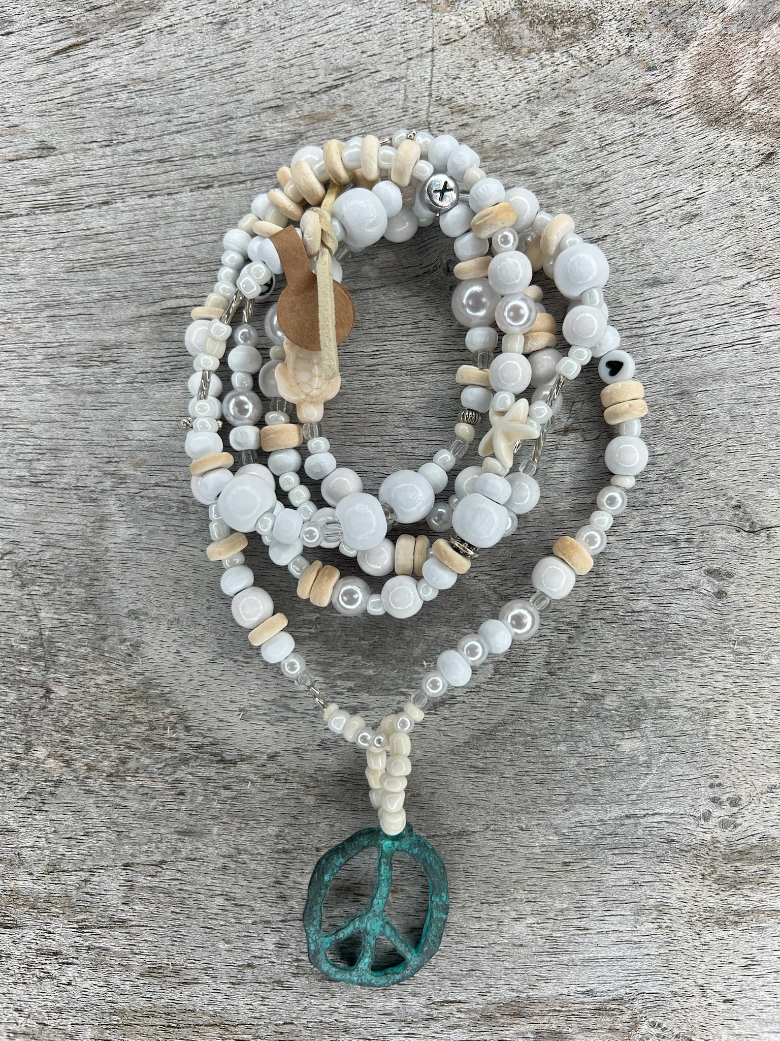 Hippiekette Cala Galdana | Holzperlen, Peace antique