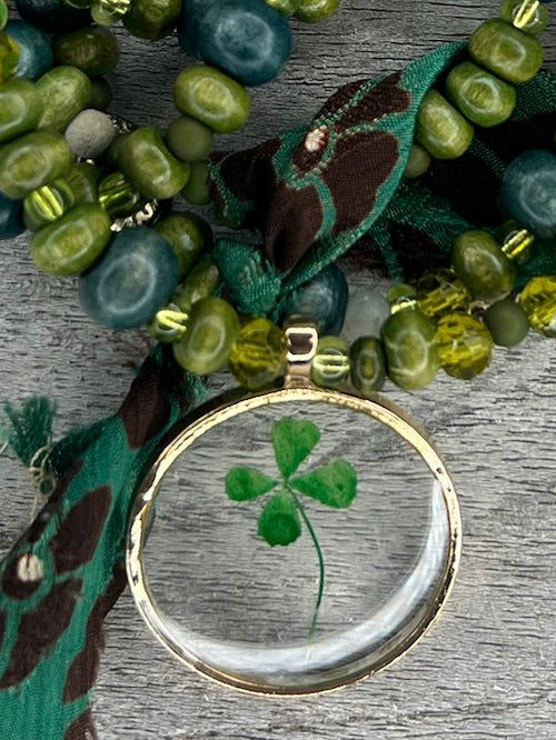 Hippiekette Cala Rosa | Holzperlen grün, khaki