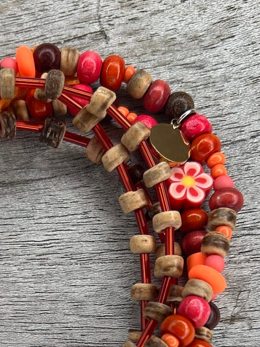 Hippiekette Cala Soana | Holzperlen braun, orange