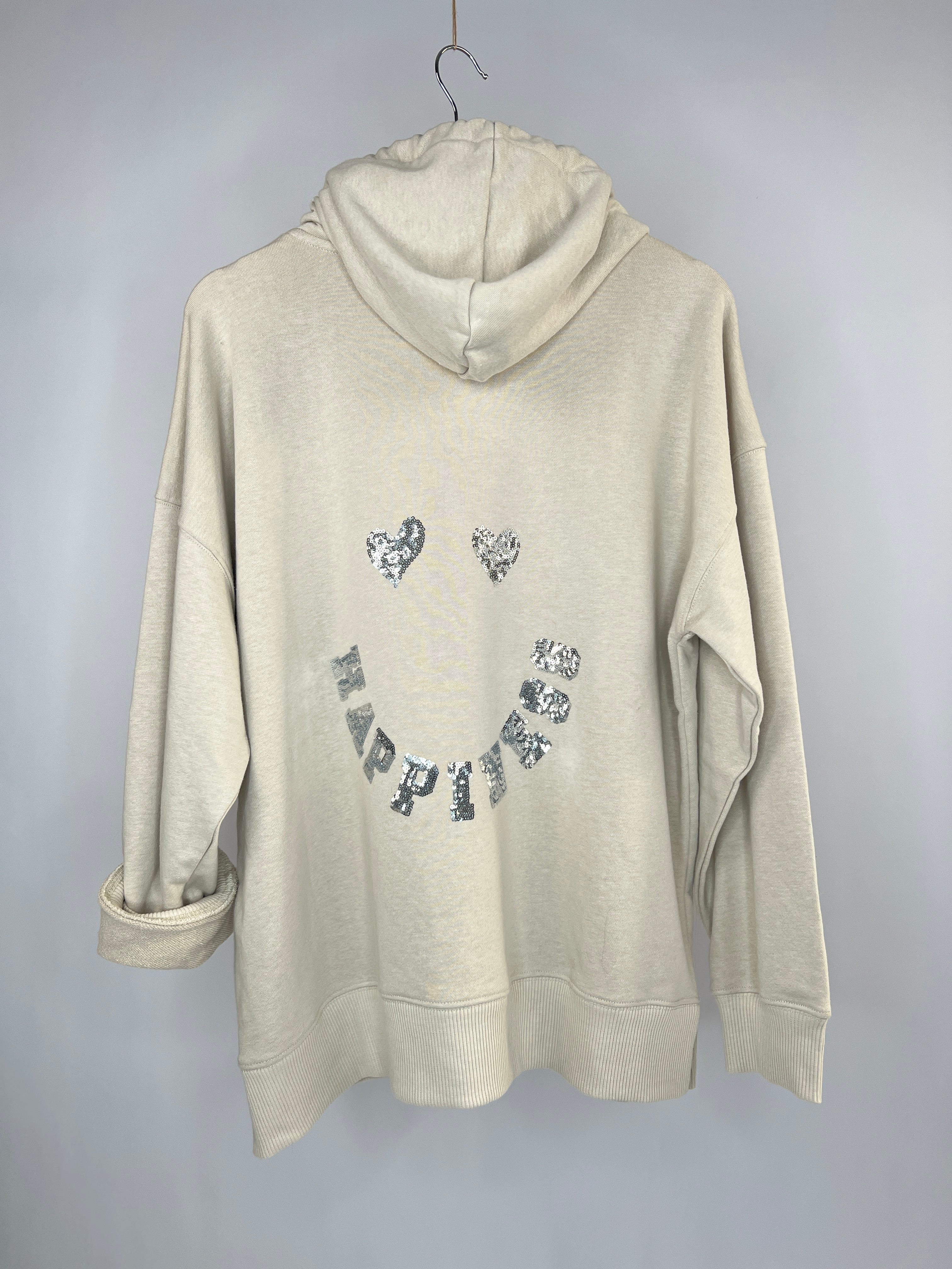 Kapuzen Hoodie Happiness beige