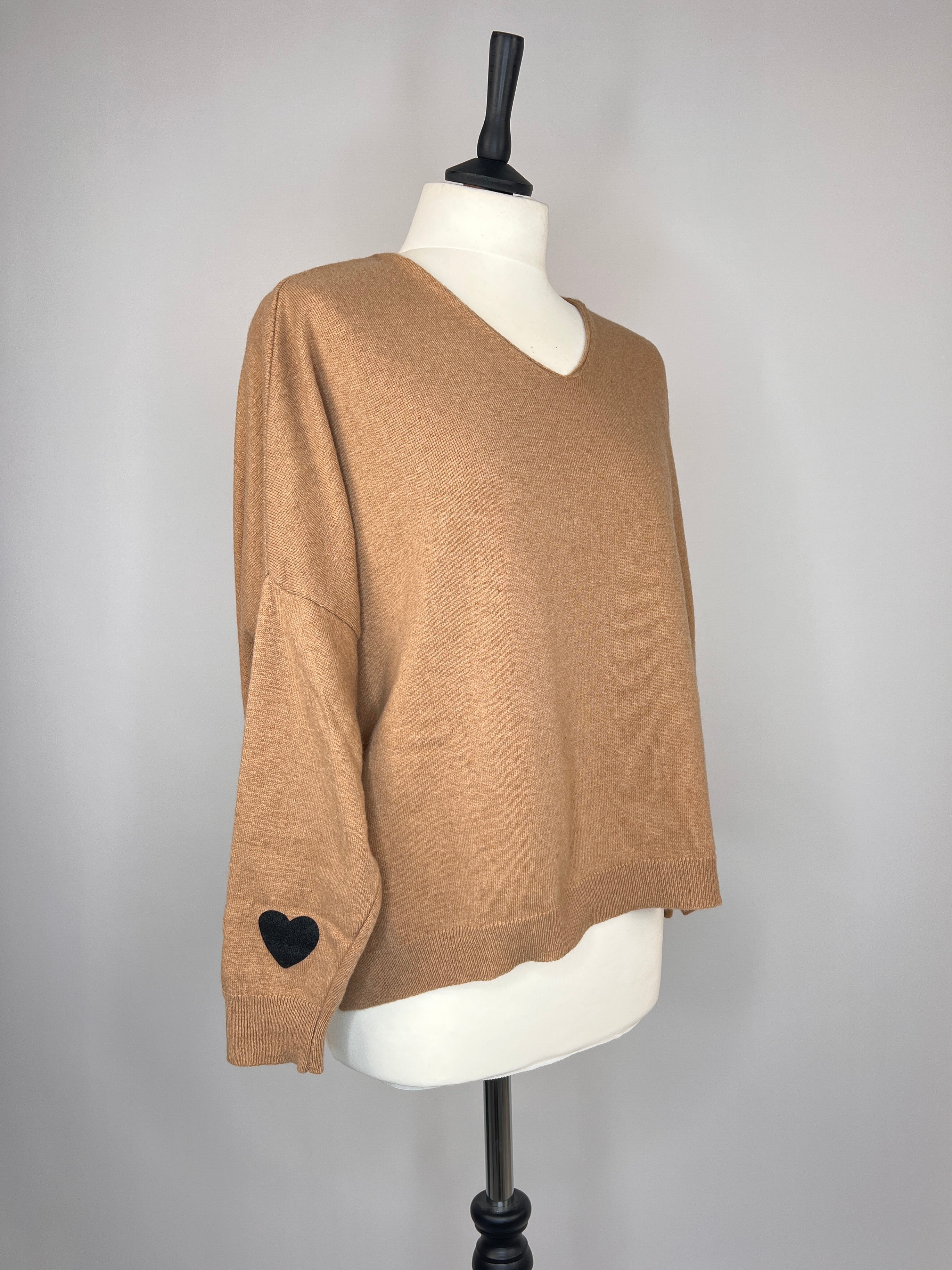 Pullover peace | braun, Peace Print, 100% Baumwolle