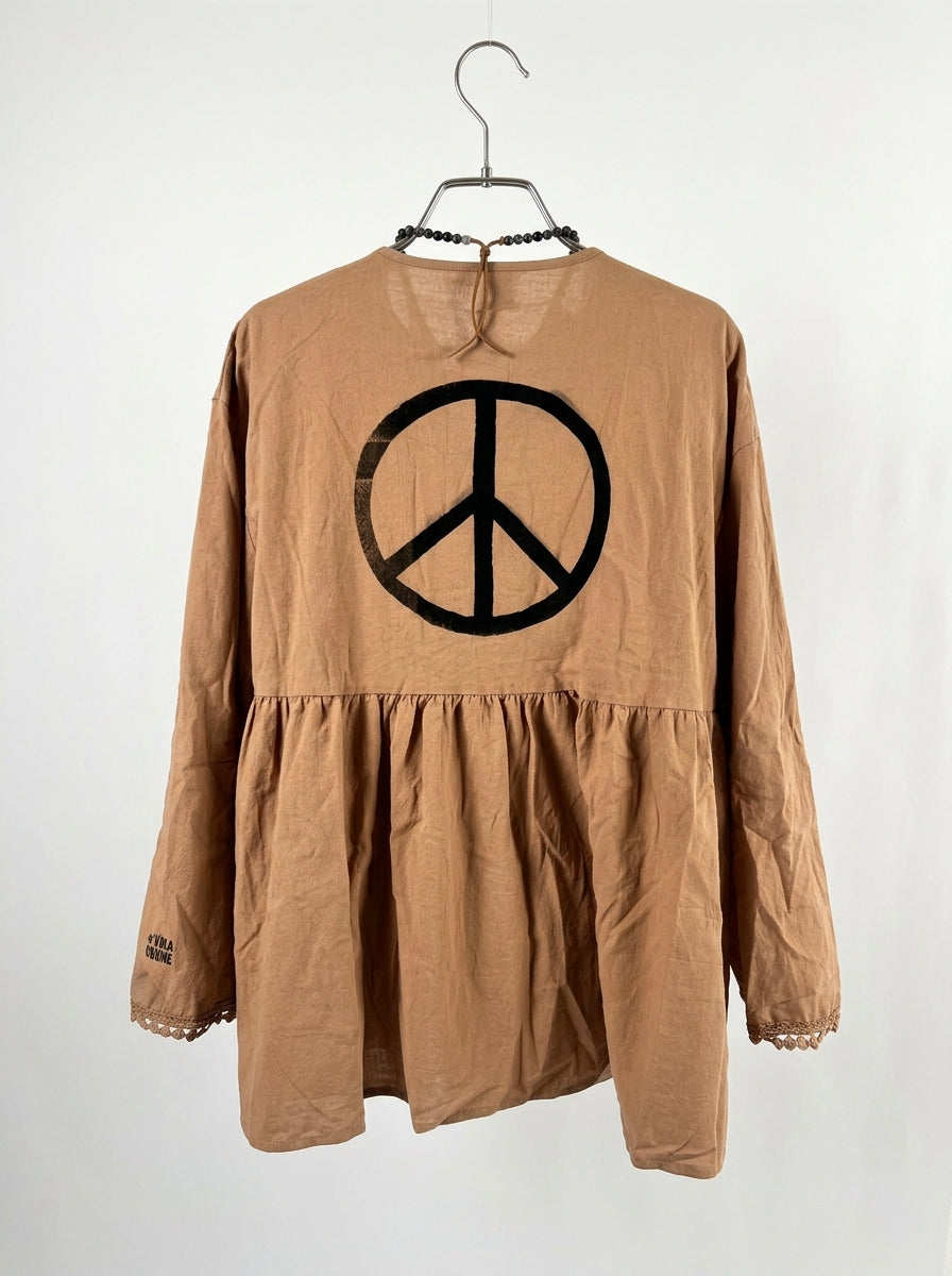 Braune Hippiebluse Quasten | 100% Baumwolle