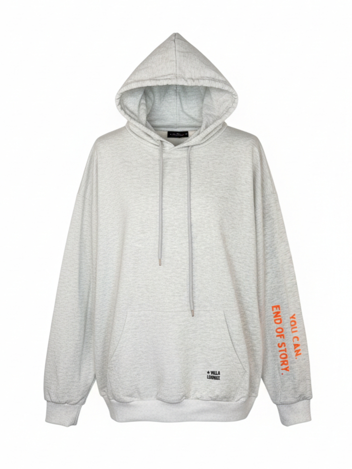 Hellgrauer Hoodie | Neon Print, 100% Baumwolle