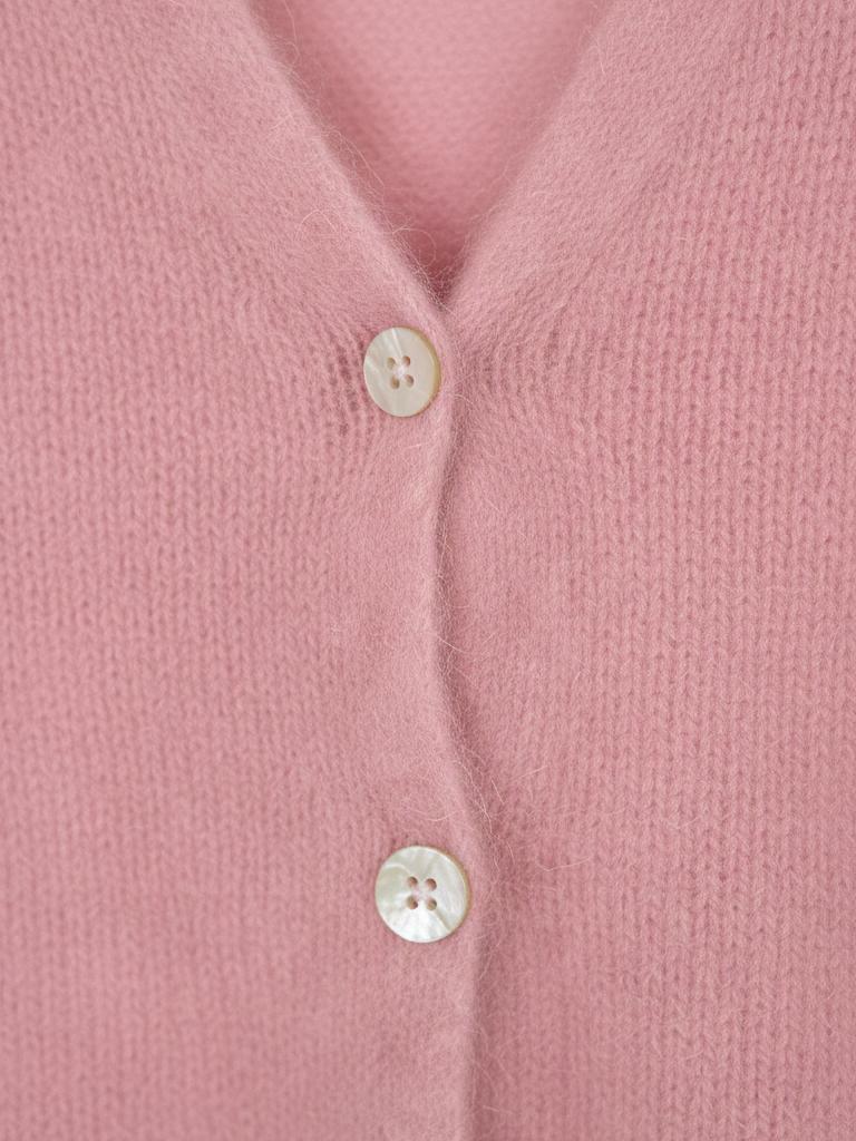 Rosa Strickweste | Knopfleiste, Mohairmischung