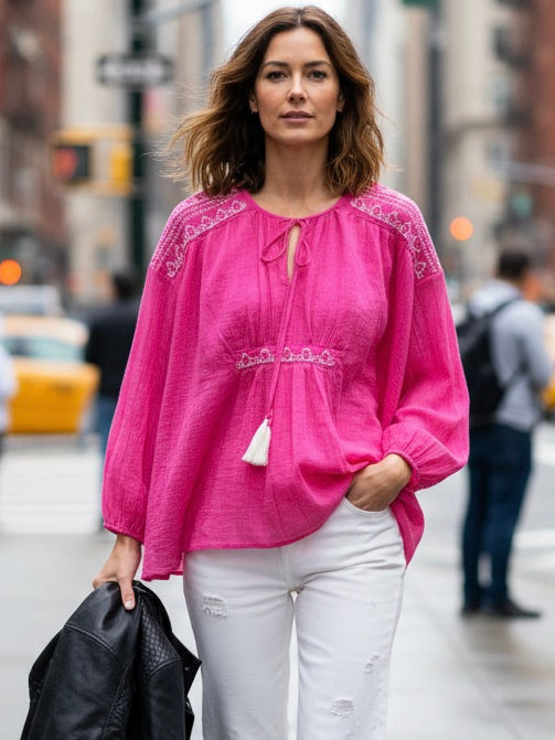 Hippie Bluse Quasten