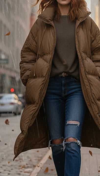 Oversized Mantel braun