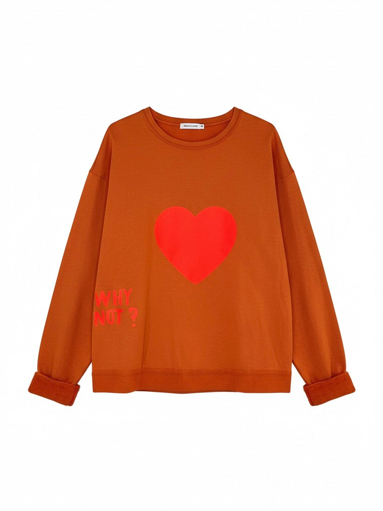 Sweatshirt Herz | orange, 100% Baumwolle