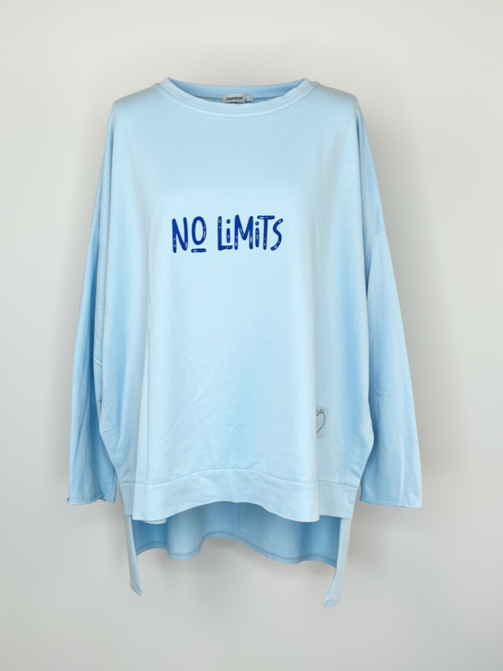 Oversized Sweatshirt | hellblau, Engel Print, Baumwollmischung