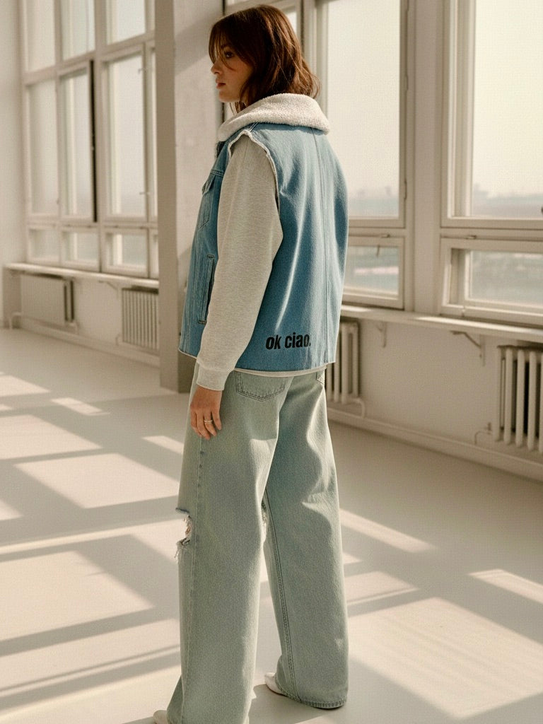 Jeansweste | Wendejacke, Baumwollmischung