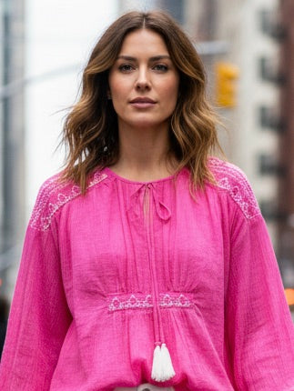 Hippie Bluse Quasten