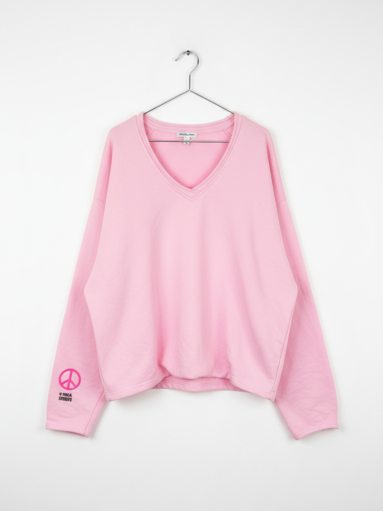 Gerafftes Sweatshirt | rosa, Baumwollmischung