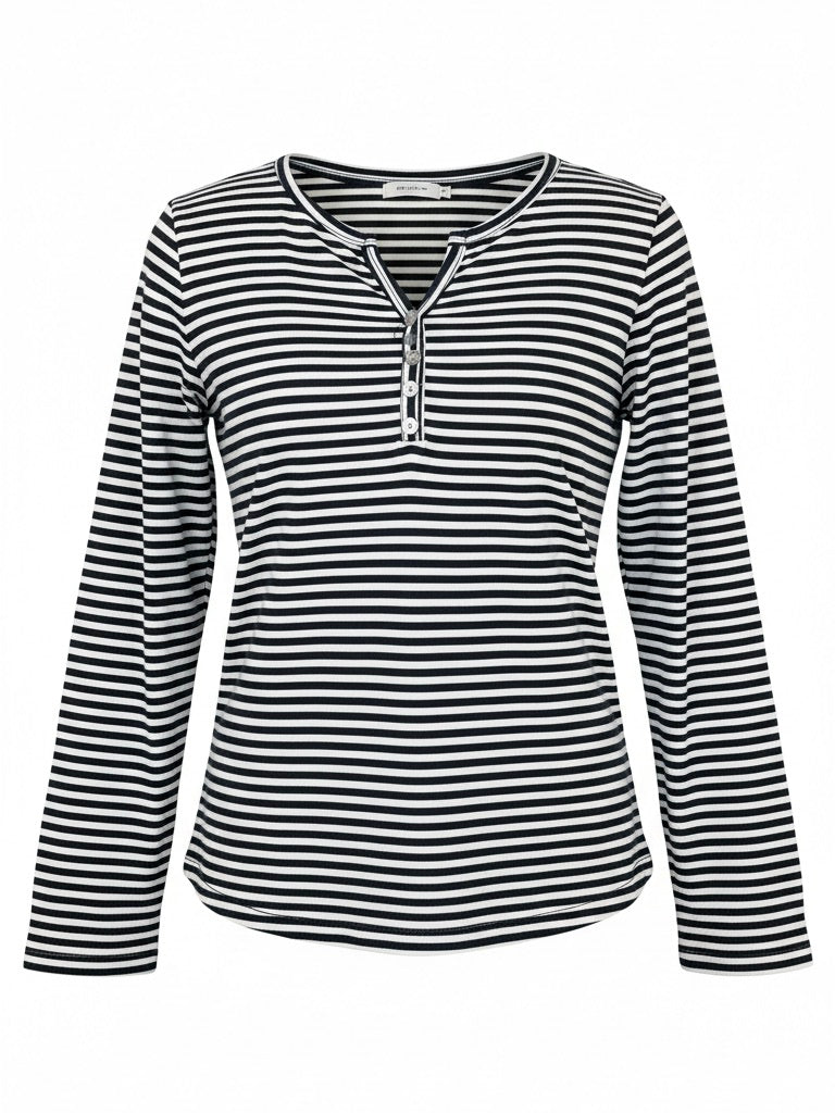 Langarmshirt gestreift | schwarz, weiß, 100% Baumwolle