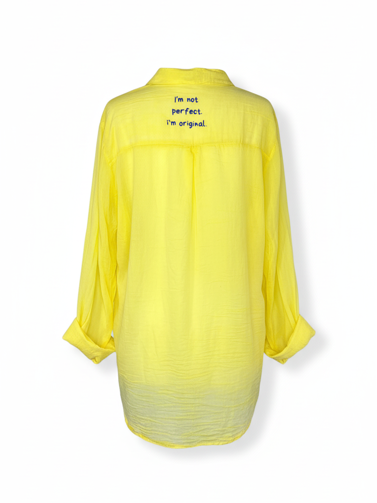 Luftige gelbe Bluse | Knopfleiste, 100% Baumwolle
