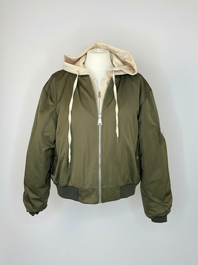 Bomberjacke khaki | Kapuze beige