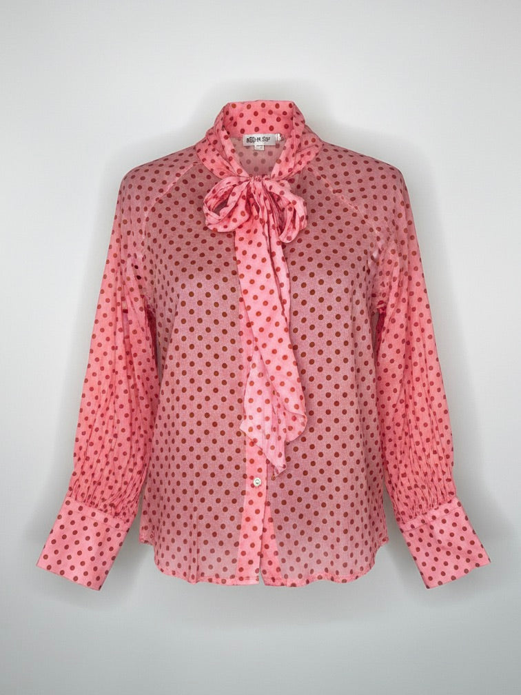 Pünktchen Bluse | pink, 100% Viskose