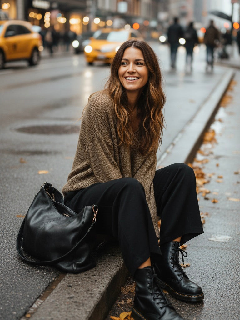 Glitzer Pullover braun