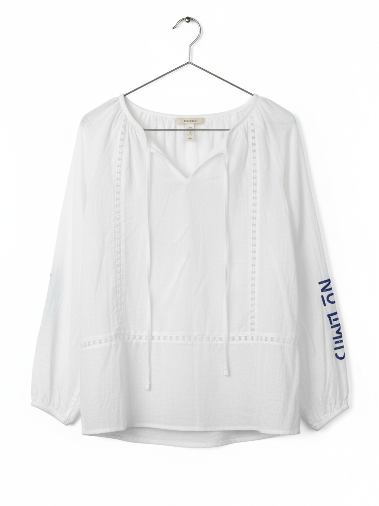Sommerbluse Boho Stern | weiß, 100% Baumwolle