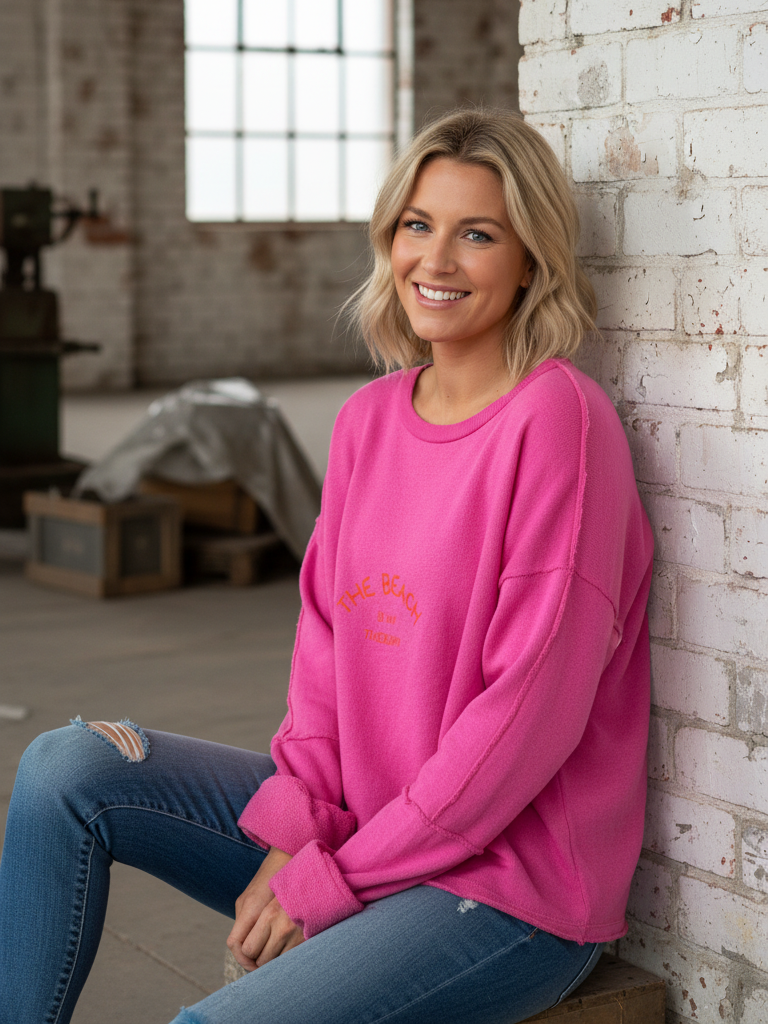 Lässiges Sweatshirt | pink, 100% Baumwolle