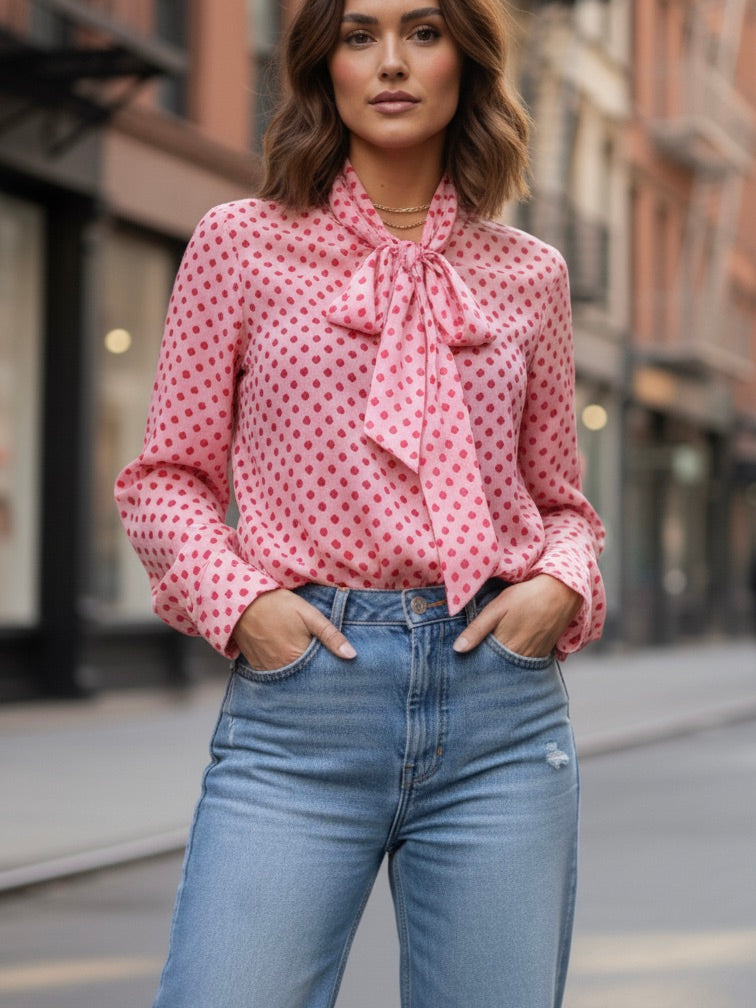 Pünktchen Bluse | pink, 100% Viskose