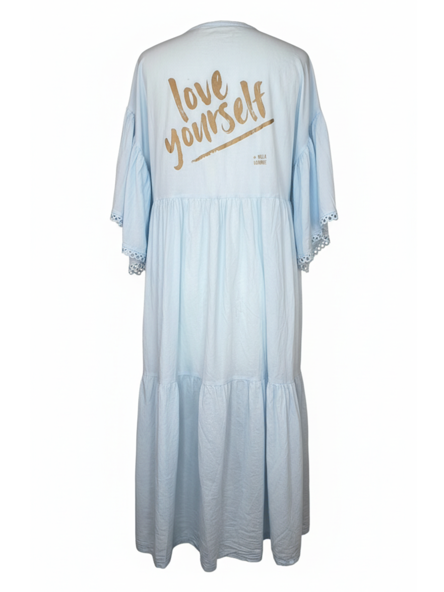 Hellblaues Baumwollkleid | Love Yourself Print