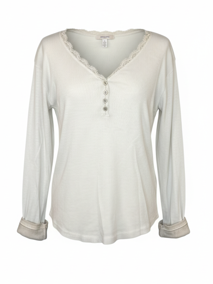 Basic Sweatshirt V- Ausschnitt| beige, 100% Baumwolle