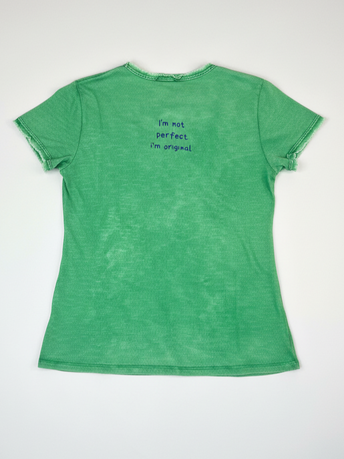 T-Shirt Used Look | grün, 100% Baumwolle, Not perfect Print