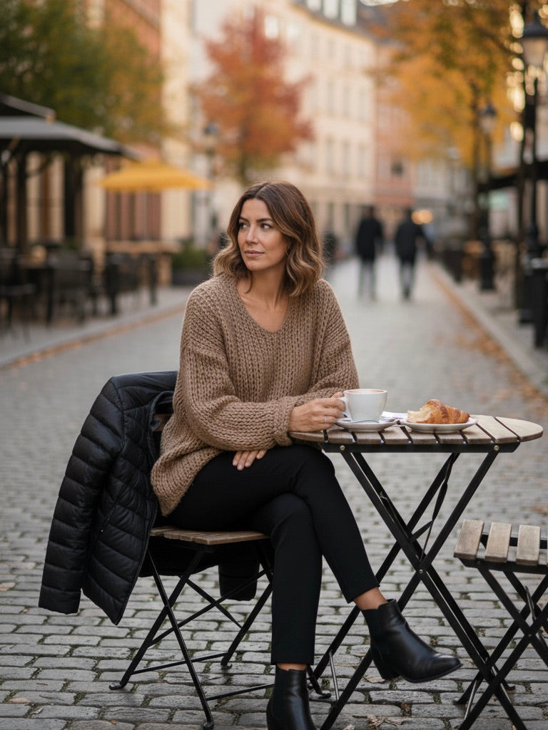 Grobstrickpullover Josie Camel