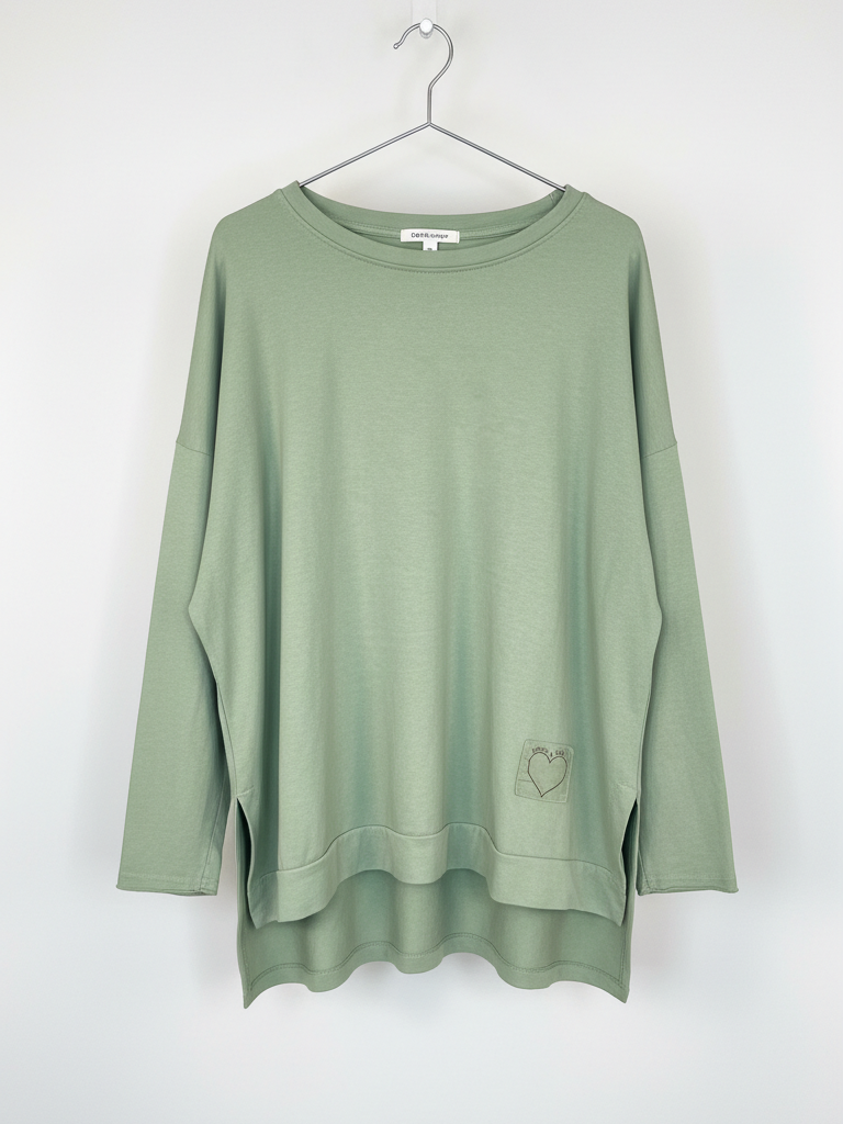 Oversized Sweatshirt | khaki, Baumwollmischung