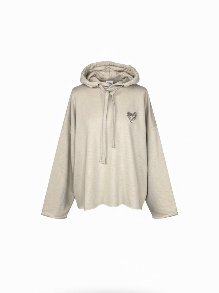 Hoodie Happy | beige, Baumwollmischung