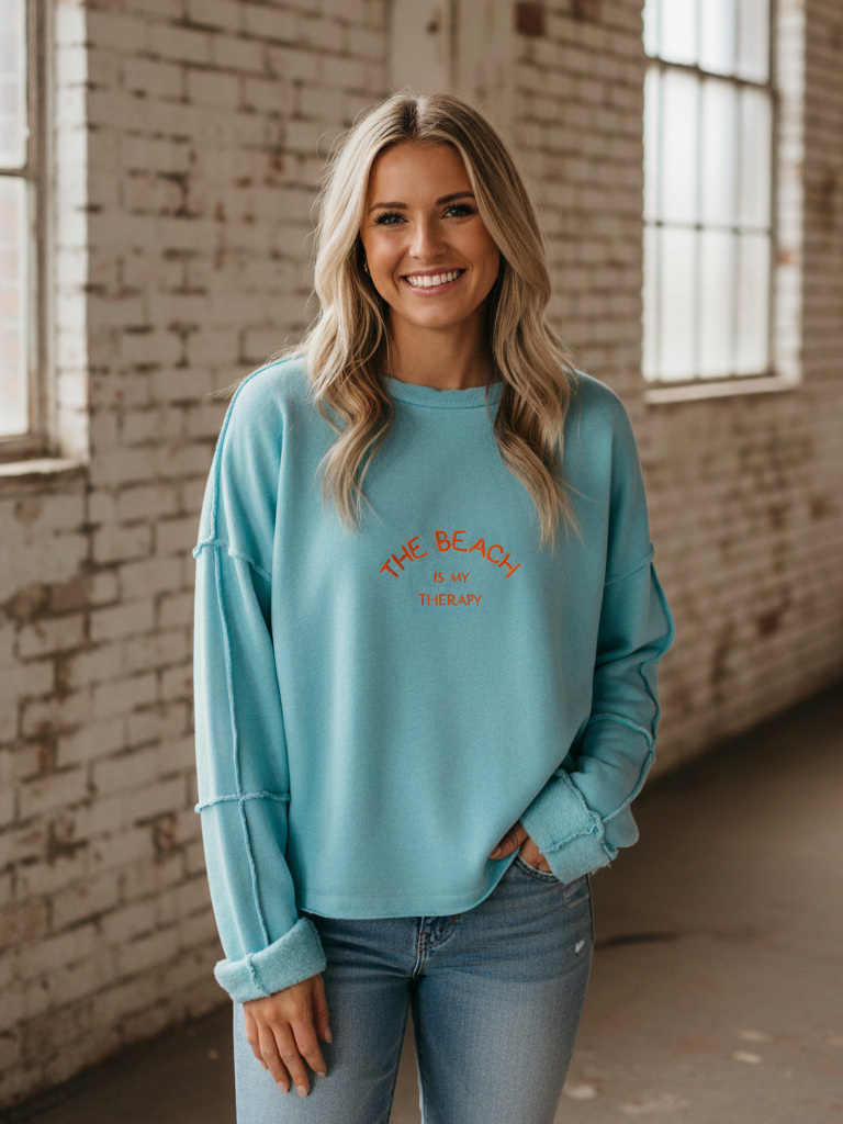 Sweater The Beach | türkis, 100% Baumwolle