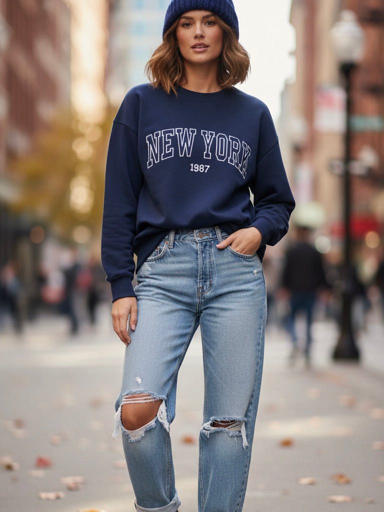 Oversized Sweaty New York blau