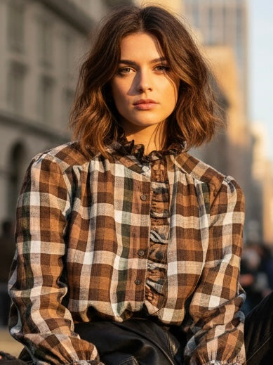 Bluse Caro Rüschenkragen