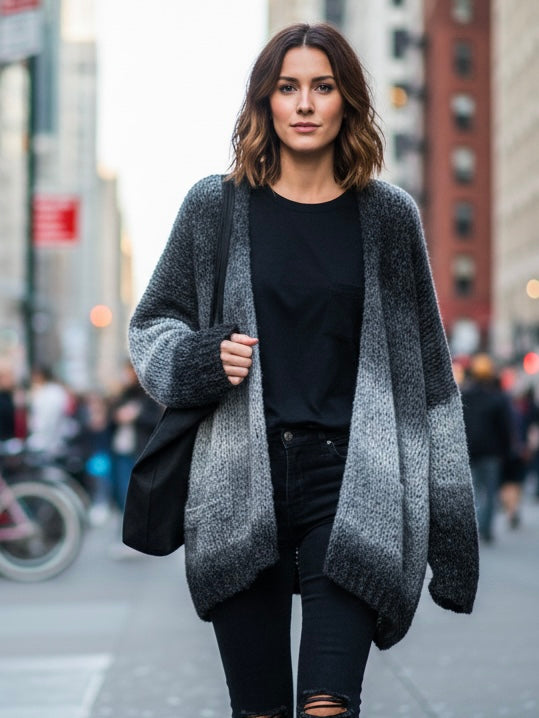 Oversized Strickjacke stripes