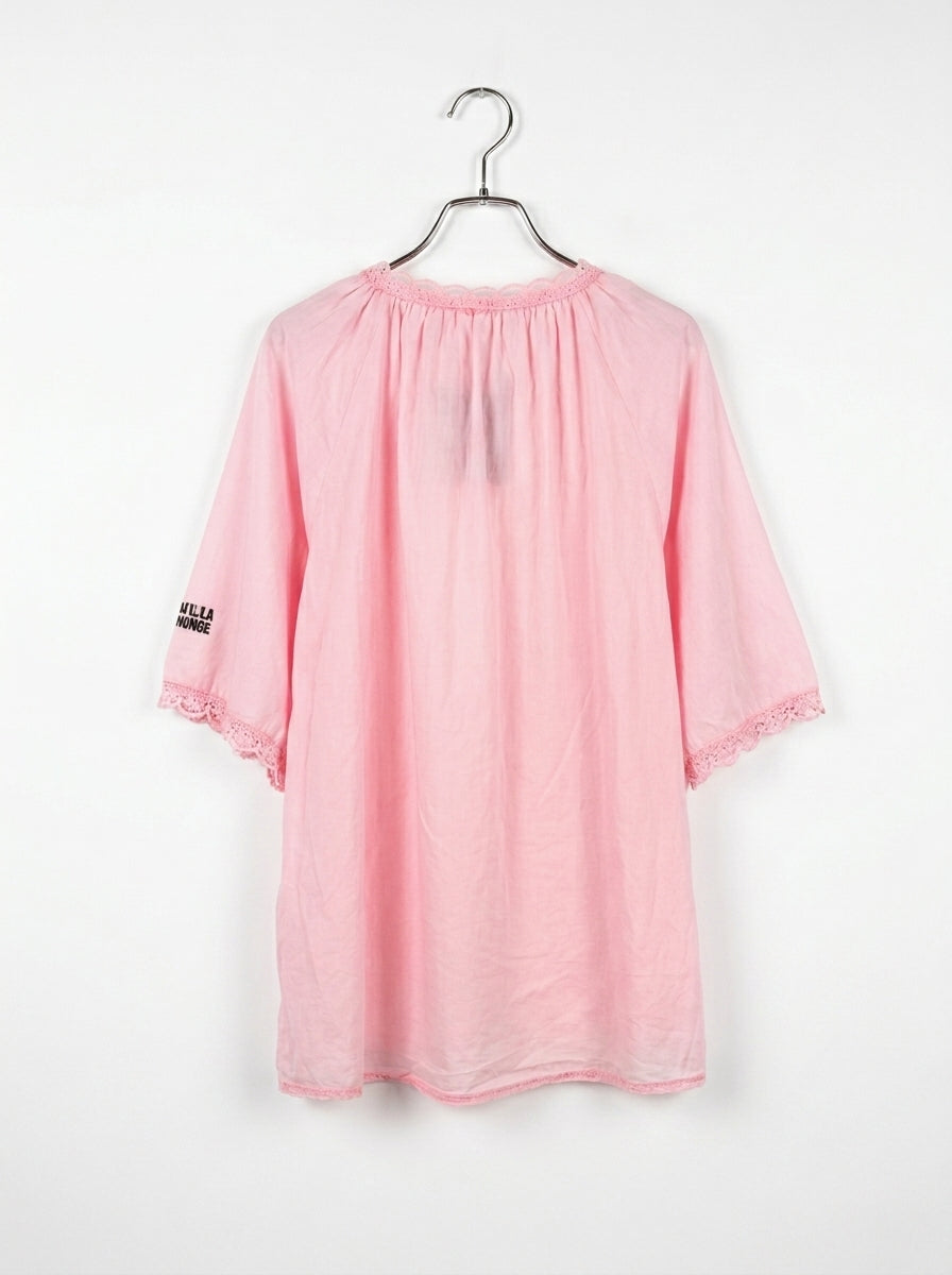 Lockere Bluse | 100% Baumwolle, rosa