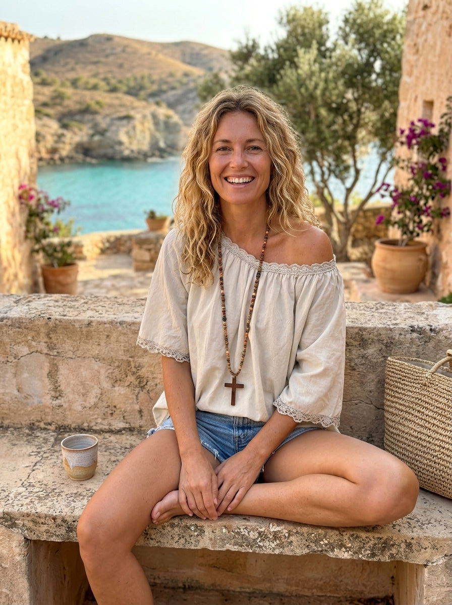 Lockere Bluse | 100% Baumwolle, creme