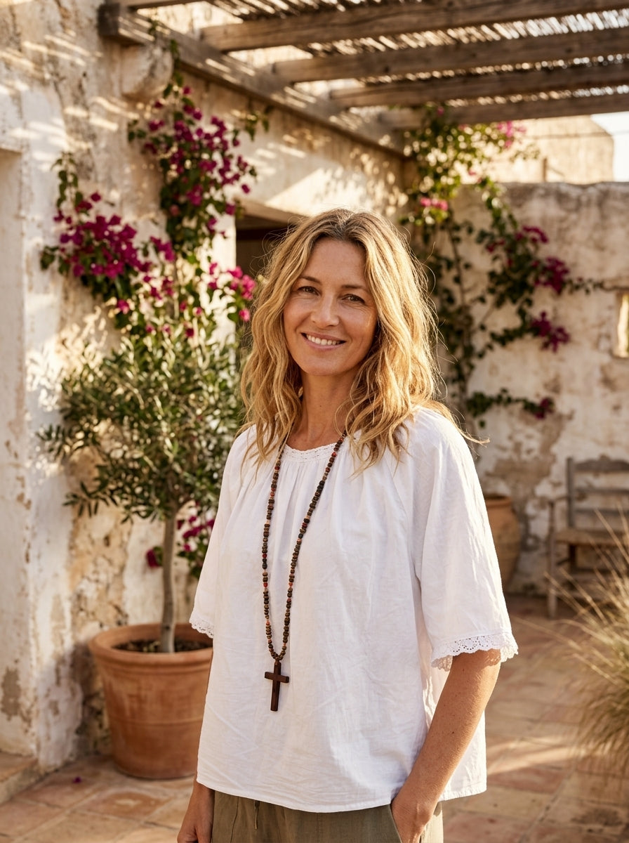 Lockere Bluse | 100% Baumwolle, weiß